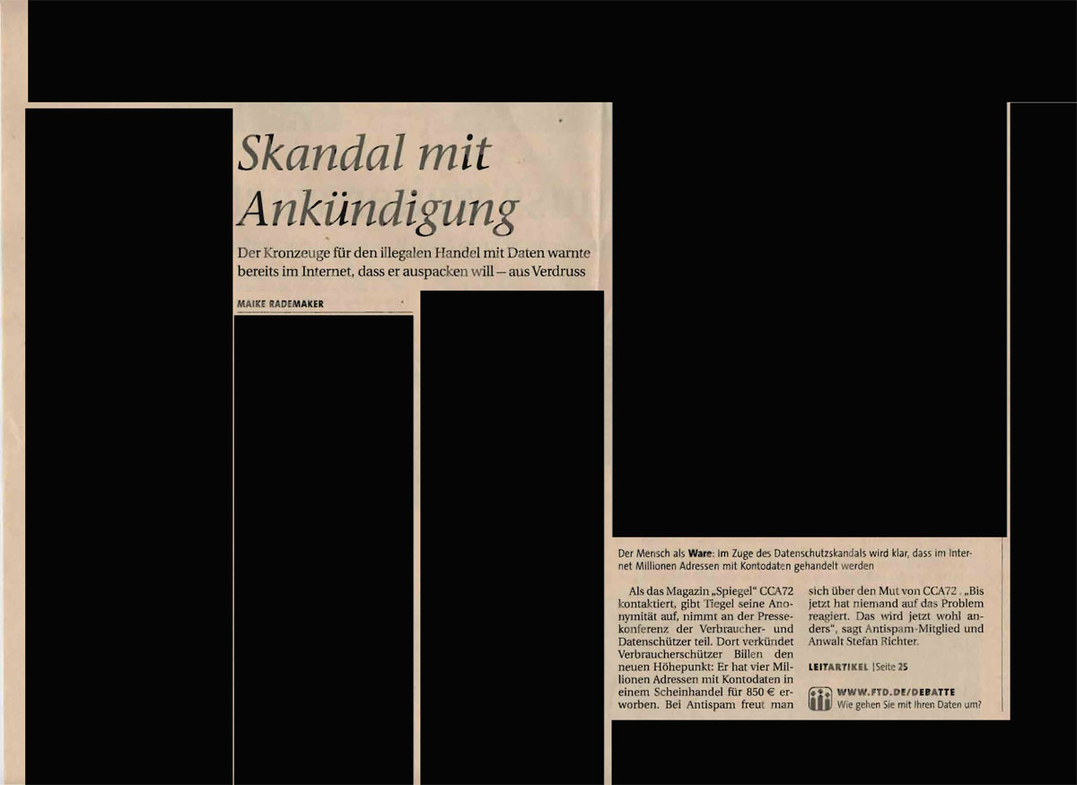 FTD-Artikel "Skandal mit Ankündigung" vom 19.08.2008 FTD-Artikel "Skandal mit Ankündigung" vom 19.08.2008
